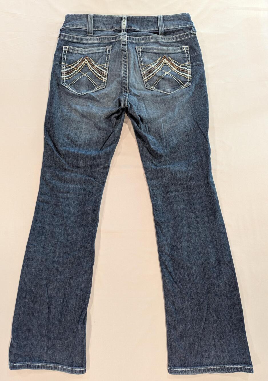 Ariat Jeans Womens 30R Blue Med Wash Low Rise Bootcut Stretch Denim Embroidered